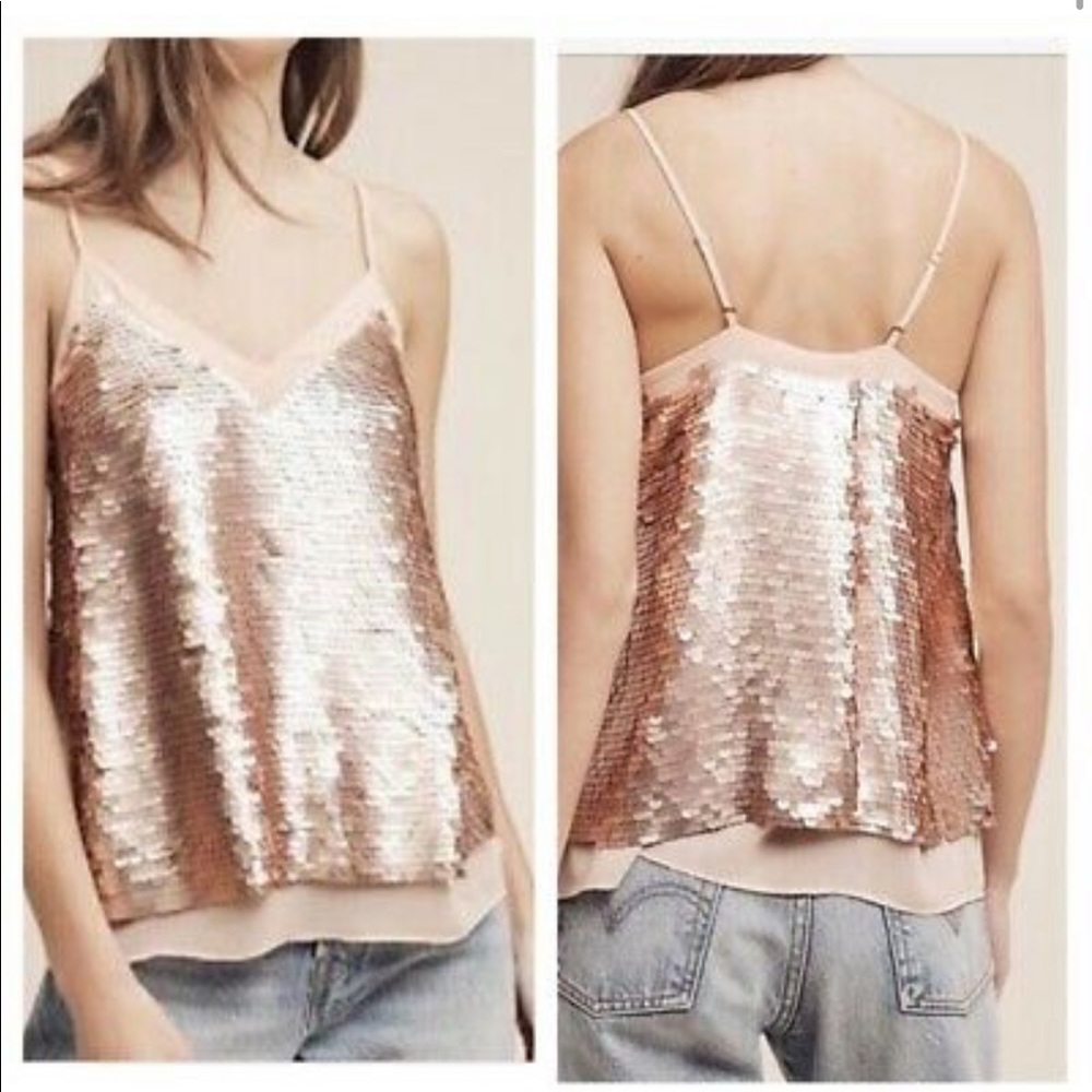Anthropologie Moulinette Soeurs Rose Gold Top